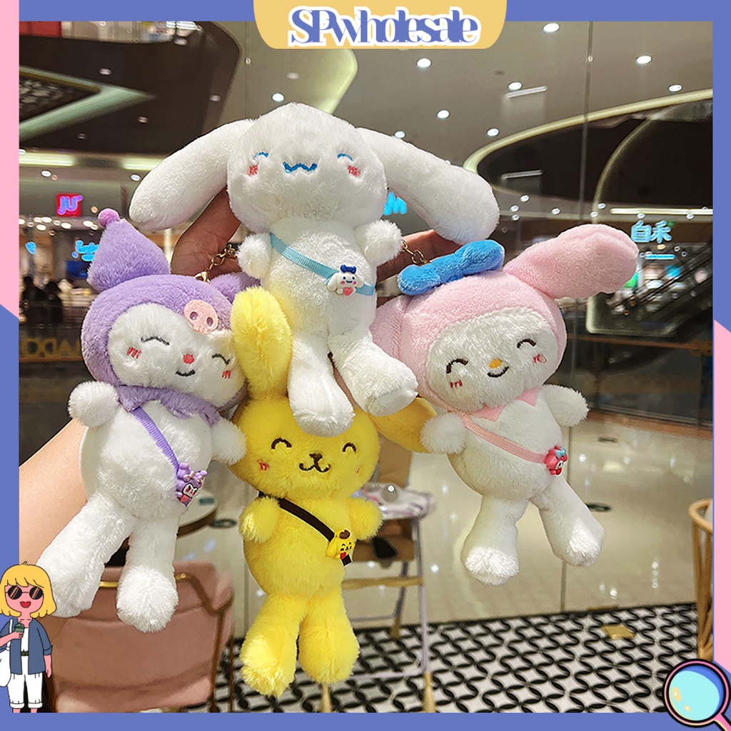 <SPwholesale> Móc Chìa Khóa Có Túi Đeo Chéo Hình Động Vật Hoạt Hình Tai Dài Thêu Trang Trí Ba Lô Quà Tặng Trang Trí Xe Hơi