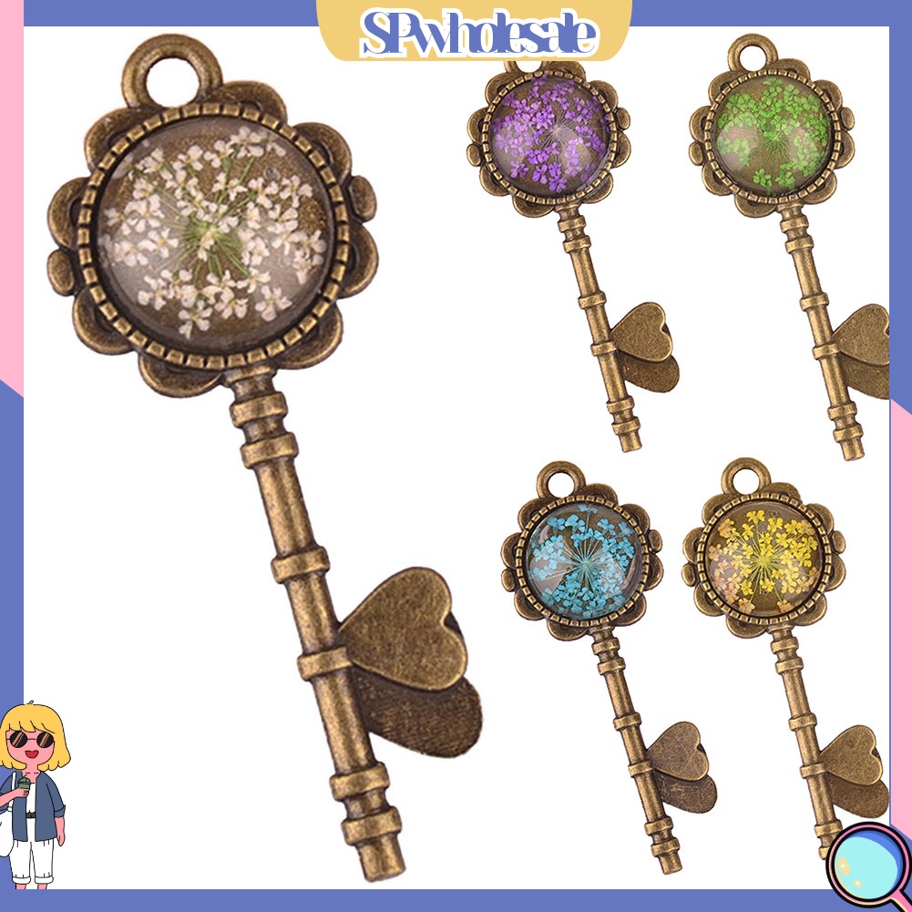 &lt;SPwholesale&gt; Mặt Vòng cổ Hình Chìa Khóa Tròn Khắc Chữ Babysbreath DIY