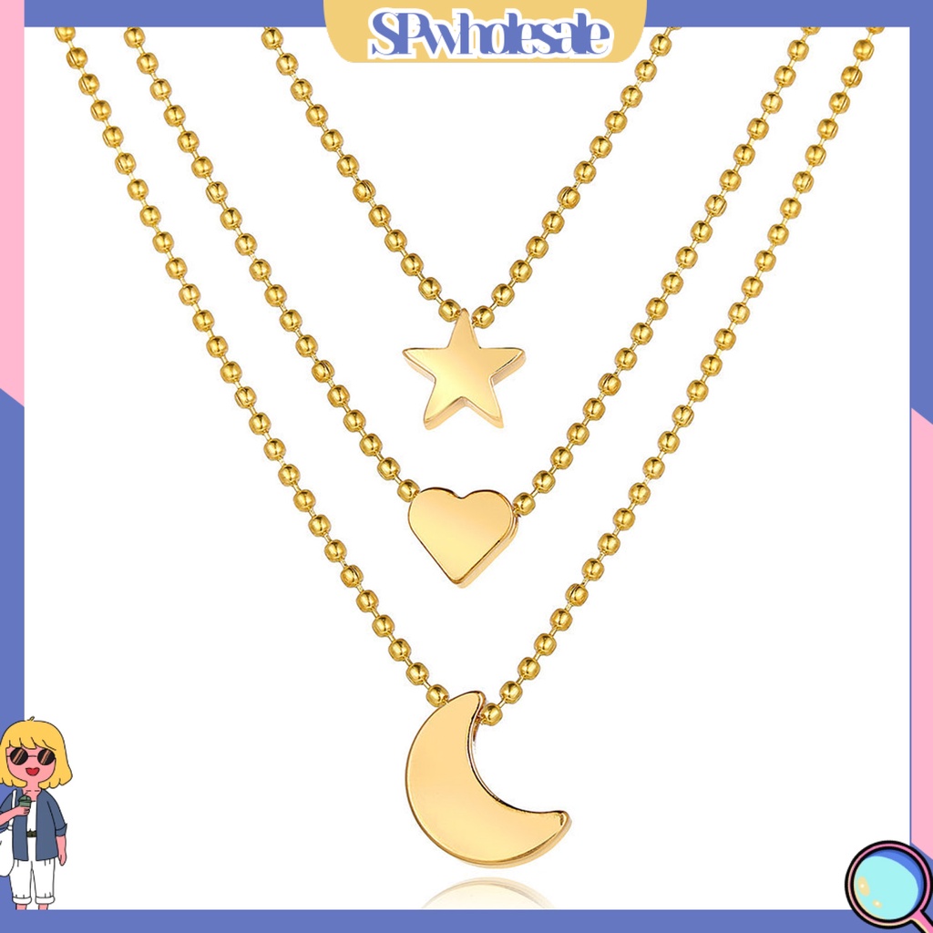 &lt;SPwholesale&gt; Vòng cổ Nhiều Lớp Hình Ngôi Sao Bằng Thép Không Gỉ Thời Trang Cho Nữ