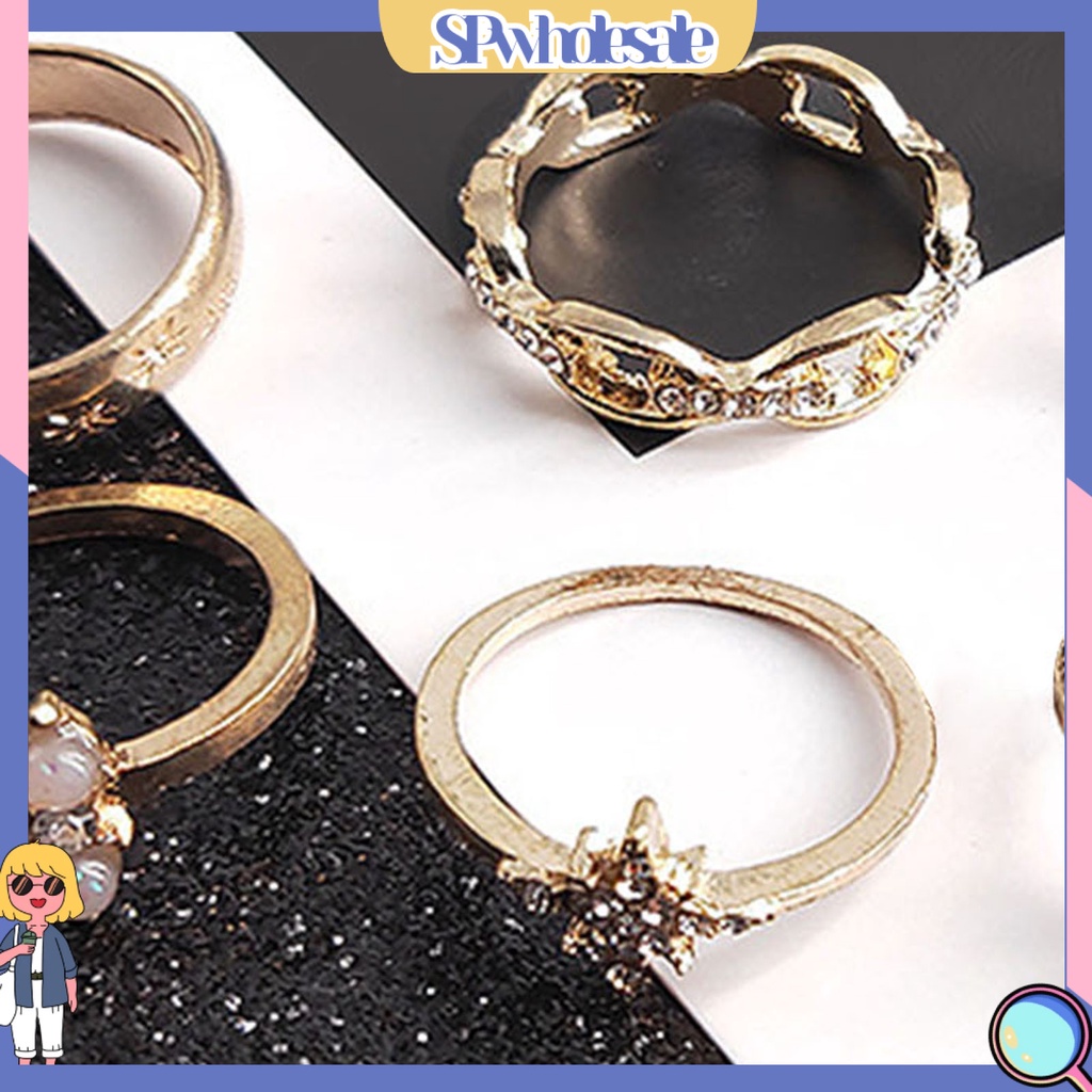 <SPwholesale> Set 17 Nhẫn Đeo Khớp Ngón Tay Đính Đá Phong Cách Vintage Cho Nữ