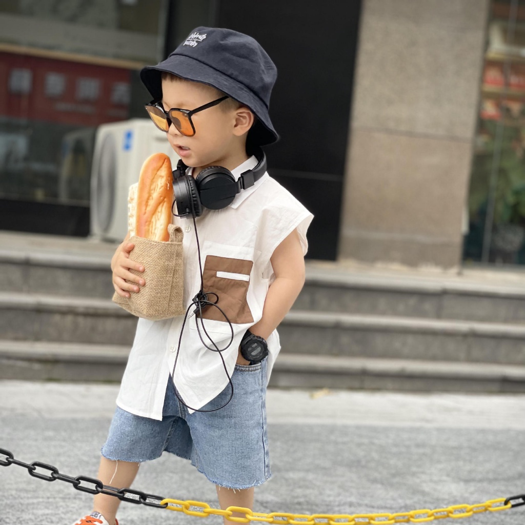 Áo Sơ Mi Mùa Hè Phong Cách Hàn Quốc Kiểu Mới Cho Bé Trai Bé Gái