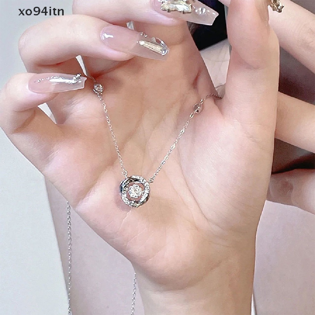 Tn Mobius Vòng cổ Mặt Hình Trái Tim Ba Giây Đính Đá Tối Giản Thời Trang Nữ