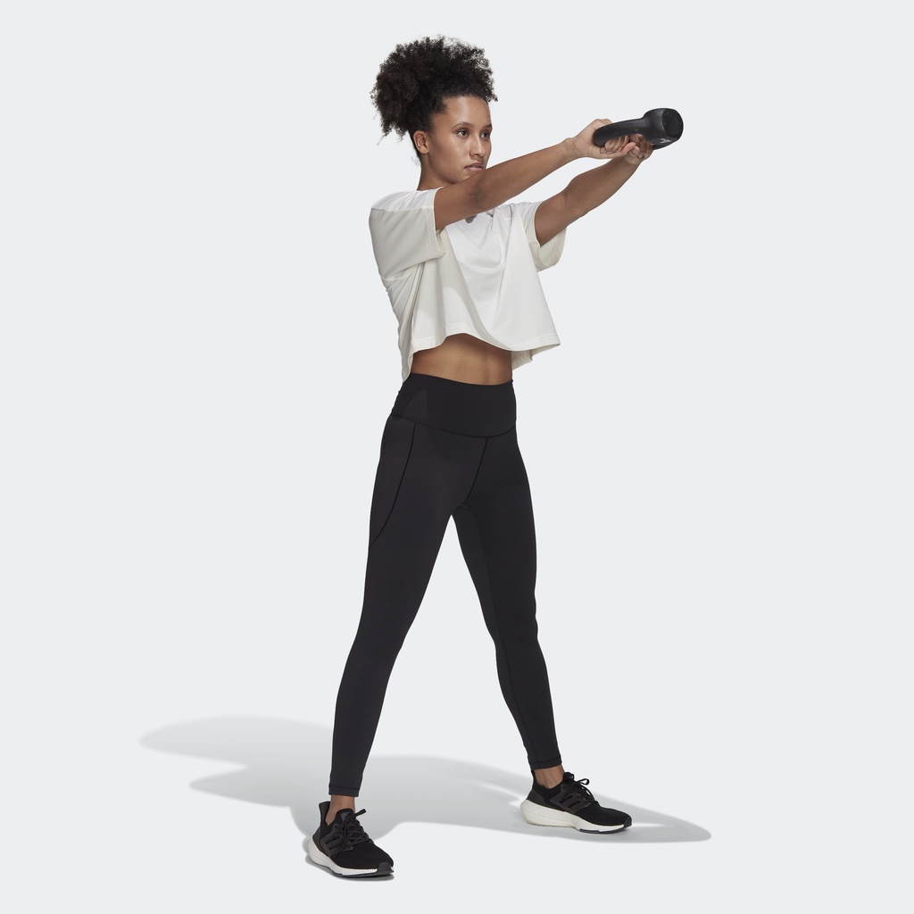 Adidas Tập luyện Áo Thun Khoét Lưng AEROREADY Nữ trắng HK2352