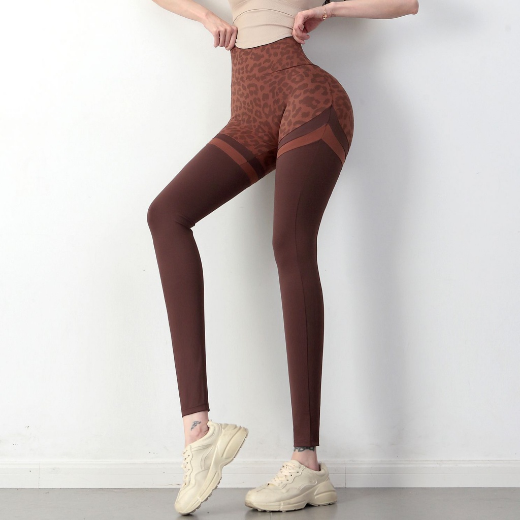 Quần Legging Thể Thao Lưng Cao Phối Họa Tiết Da Báo Thân Thiện Với Da Phong Cách Âu Mỹ Quyến Rũ 30413