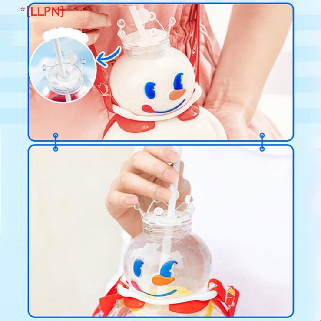 Cốc Trà Sữa Chào Mừng Mùa Hè Di Động Hình Người Tuyết Hoạt Hình Có Ống Hút Đeo Chéo Sáng Tạo