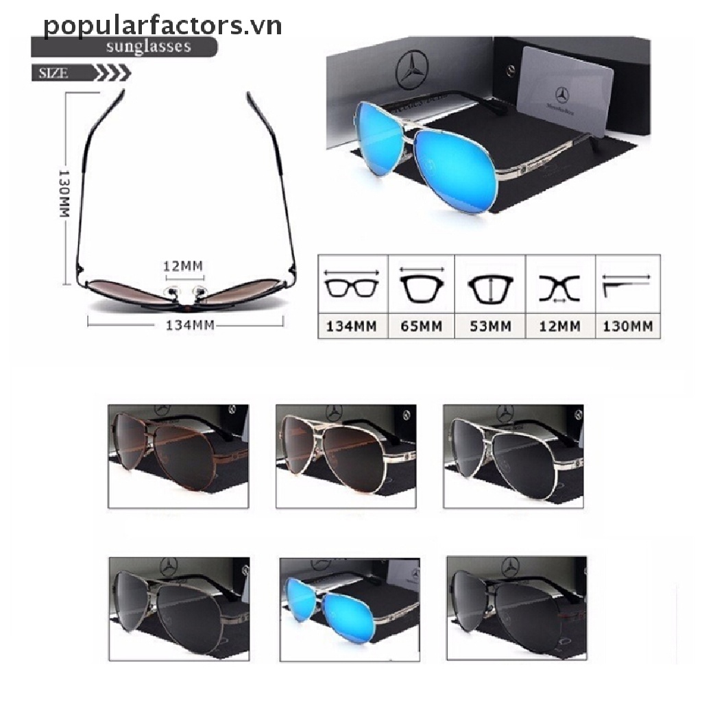 Kính Mát Phân Cực Gọng Kim Loại Phong Cách Vintage Mercedes Benz