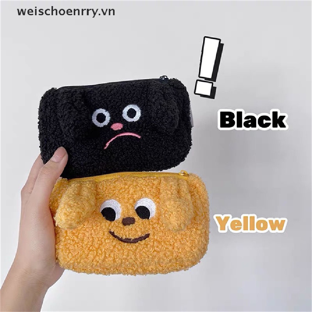 Túi Đựng Bút / Đồ Trang Điểm Bằng Lông Nhung Có Khóa Kéo