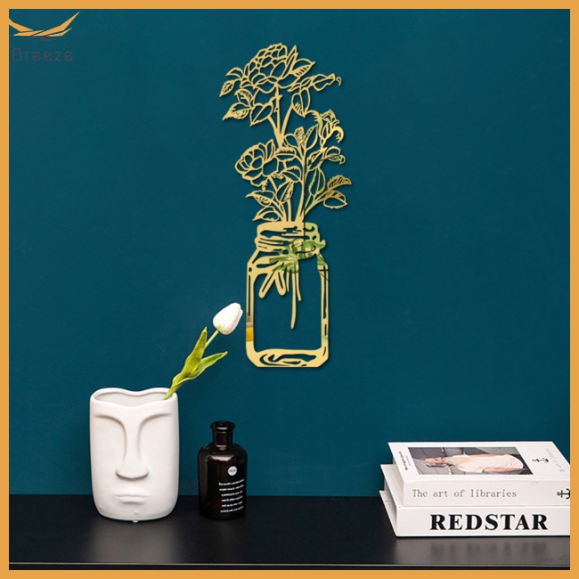 Gương Dán Tường Bằng Acrylic Hình Lọ Hoa 3d Trang Trí Nhà Cửa