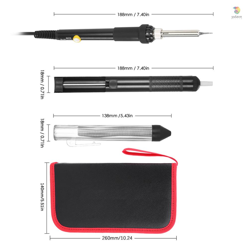 Bộ Dây Hàn 60W 14 Trong 1 Có Thể Điều Chỉnh Nhiệt Độ Kèm Công Tắc ON / OFF 5 Đầu Hàn