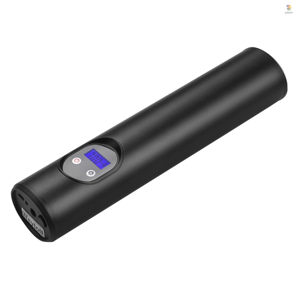 Máy Bơm Lốp Xe Hơi Mini 12V 150 PSI Màn Hình LCD Kỹ Thuật Số Có Đèn LED Sạc Pin 2000mAh