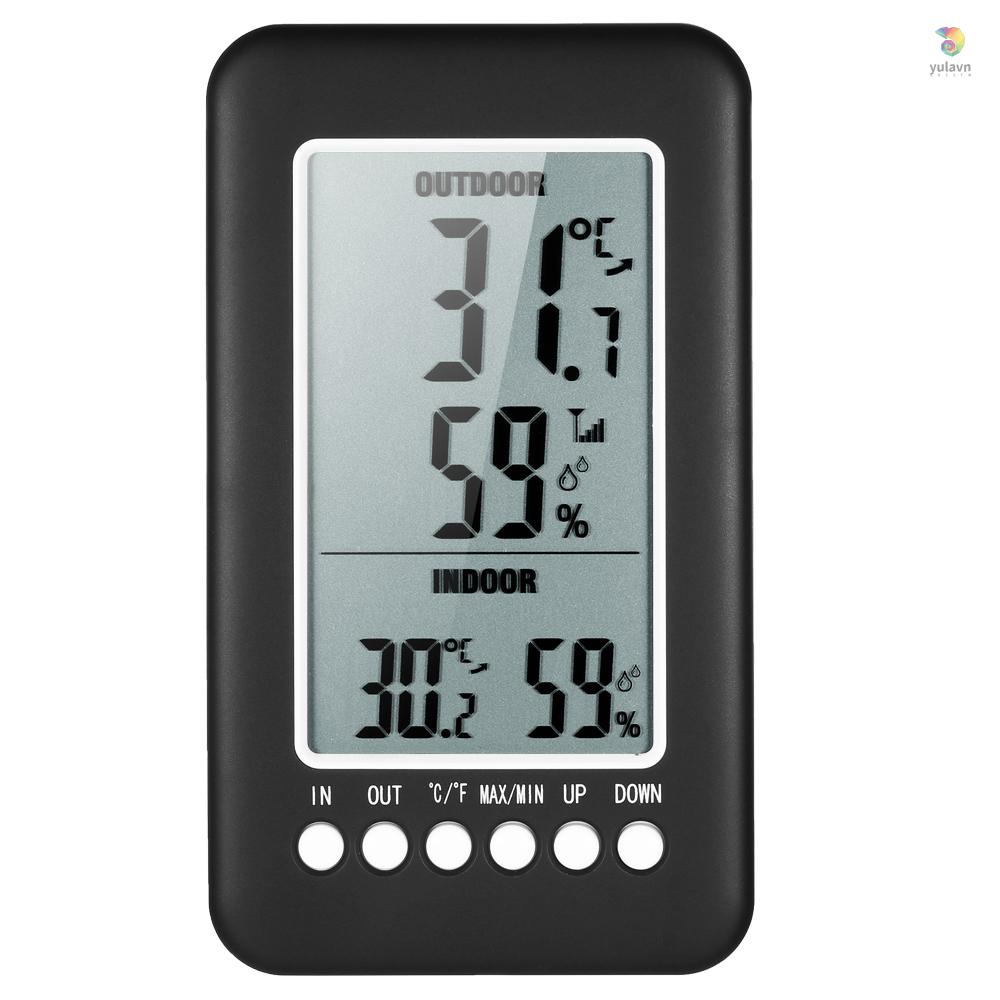 Nhiệt Kế Điện Tử Không Dây Màn Hình LCD Kỹ Thuật Số Dành Cho Đo Nhiệt Độ Trong Nhà / Ngoài Trời °C/°F Đồng Hồ Đo Nhiệt Độ Và Độ Ẩm Max Min Chuyên Dụng