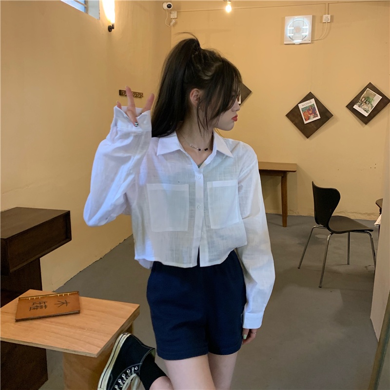 Áo sơ mi SUXI tay dài dáng rộng màu trơn đơn giản thời trang Hàn Quốc cho nữ