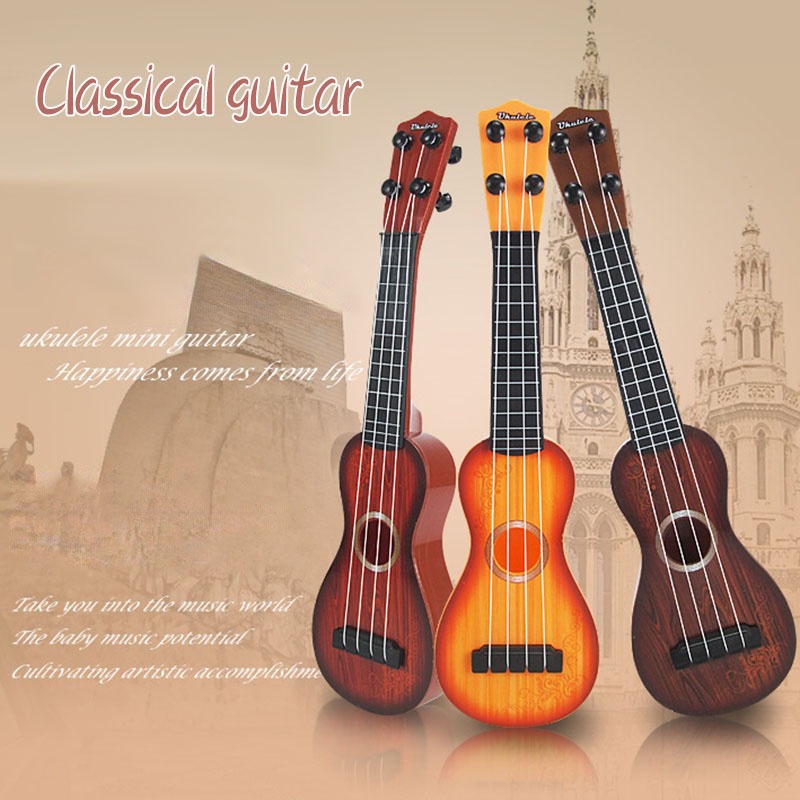 Đàn Ukulele Mini Bằng Gỗ Kèm Hộp Màu Sắc Xinh Xắn Dành Cho Bé