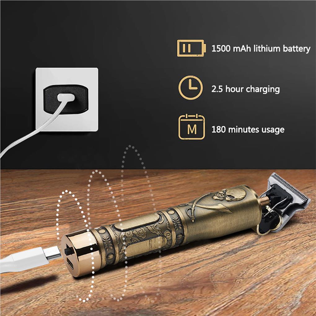 Tông Đơ Điện Cắt Tóc Chuyên Nghiệp Không Dây Chống Nước Có Thể Sạc Lại Cho Nam