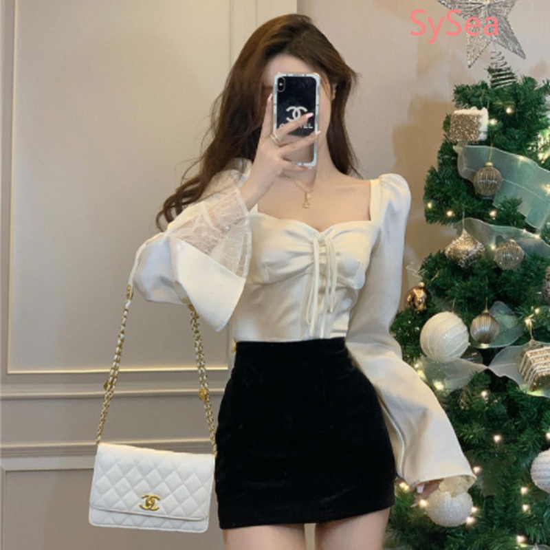 Áo Sơ Mi Tay Dài Xếp Ly Thắt Nơ Thời Trang Mùa Hè Cho Nữ