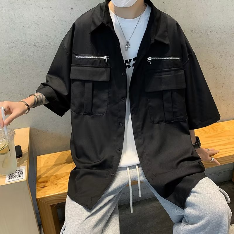 Áo Sơ Mi Tay Lửng Dáng Rộng Thời Trang Dành Cho Nam