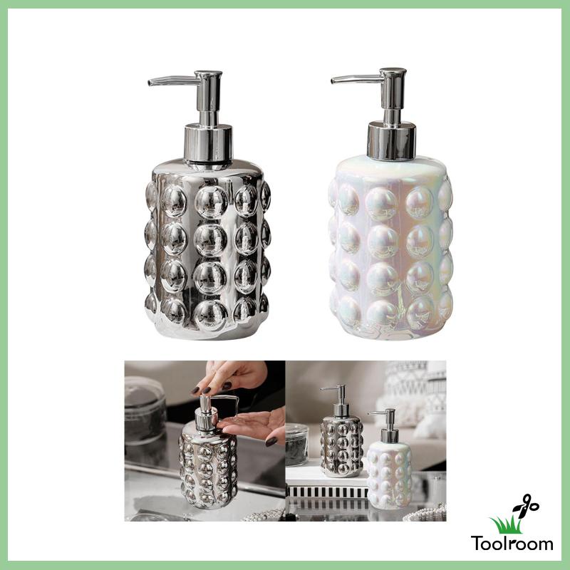 Bình Gốm Đựng Xà Phòng Rửa Tay 350ml Có Vòi Nhấn Tiện Dụng