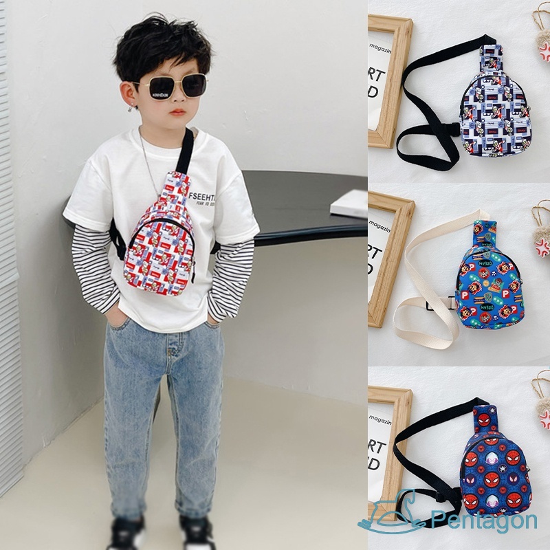 Túi Đeo Chéo Ngực Siêu Nhẹ In Họa Tiết Hoạt Hình Dễ Thương Phong Cách Hàn Quốc Cho Bé