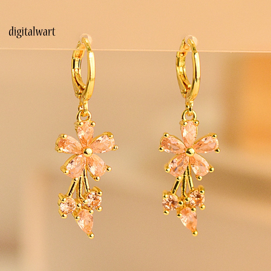 Kỹ Thuật Số| 1 Đôi Bông Tai Tròn Đính Đá Zircon Bằng Đồng Tinh Xảo Quyến Rũ Dành Cho Cuộc Sống Hàng Ngày