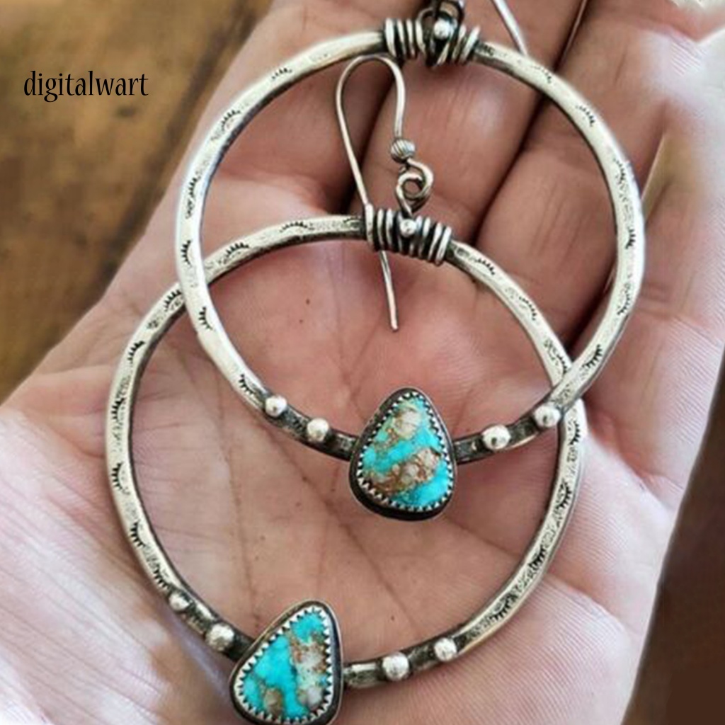 Kỹ Thuật Số| 1 Đôi Bông Tai Tròn Đính Đá Phong Cách Vintage Dành Cho Nữ