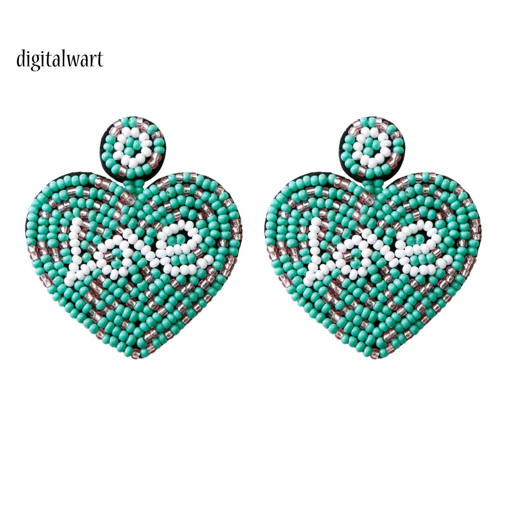 Kỹ Thuật Số| 1 Đôi Bông Tai Thả Hình Trái Tim Sợi Bện Thủ Công Màu Sắc Tương Phản Thời Trang Cho Nữ