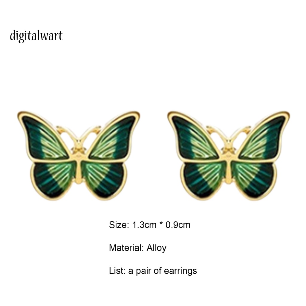 Kỹ Thuật Số| 1 Đôi Bông Tai Hình Bướm Màu Xanh Lá Cây Phong Cách Hàn Quốc Dành Cho Nữ