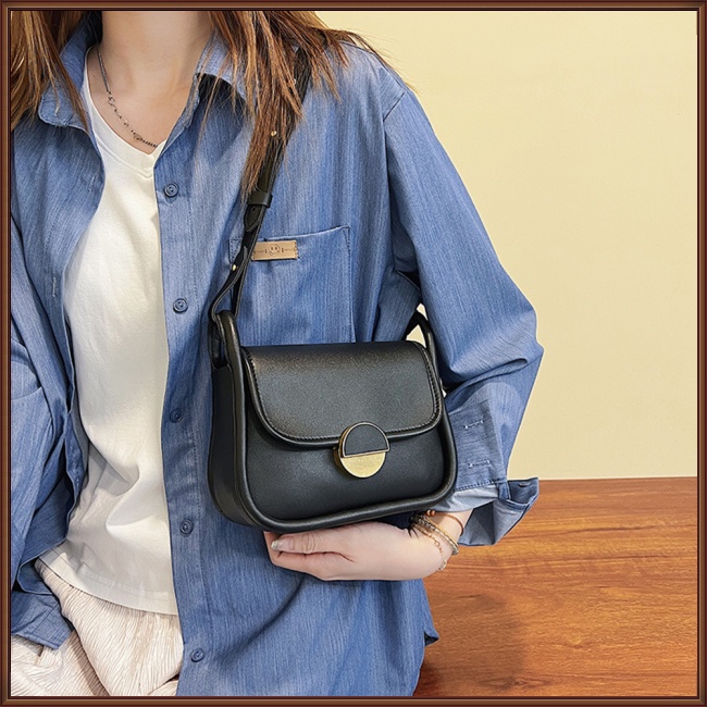 Túi Đeo Chéo Giả Da Dáng Vuông Nhỏ Màu Tương Phản Thời Trang Cho Nữ