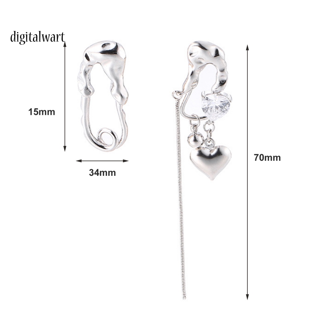 Kỹ Thuật Số| 1 Đôi Bông Tai Hình Kẹp Giấy Xếp Ly Không Đối Xứng Hình Trái Tim Dành Cho Nữ