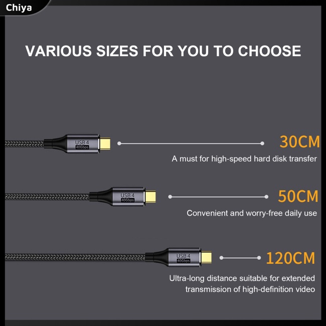 Cáp Sạc Nhanh Type-c Pd 8k60hz Hd 40gbps 3 Tốc Độ Cao Usb4.0