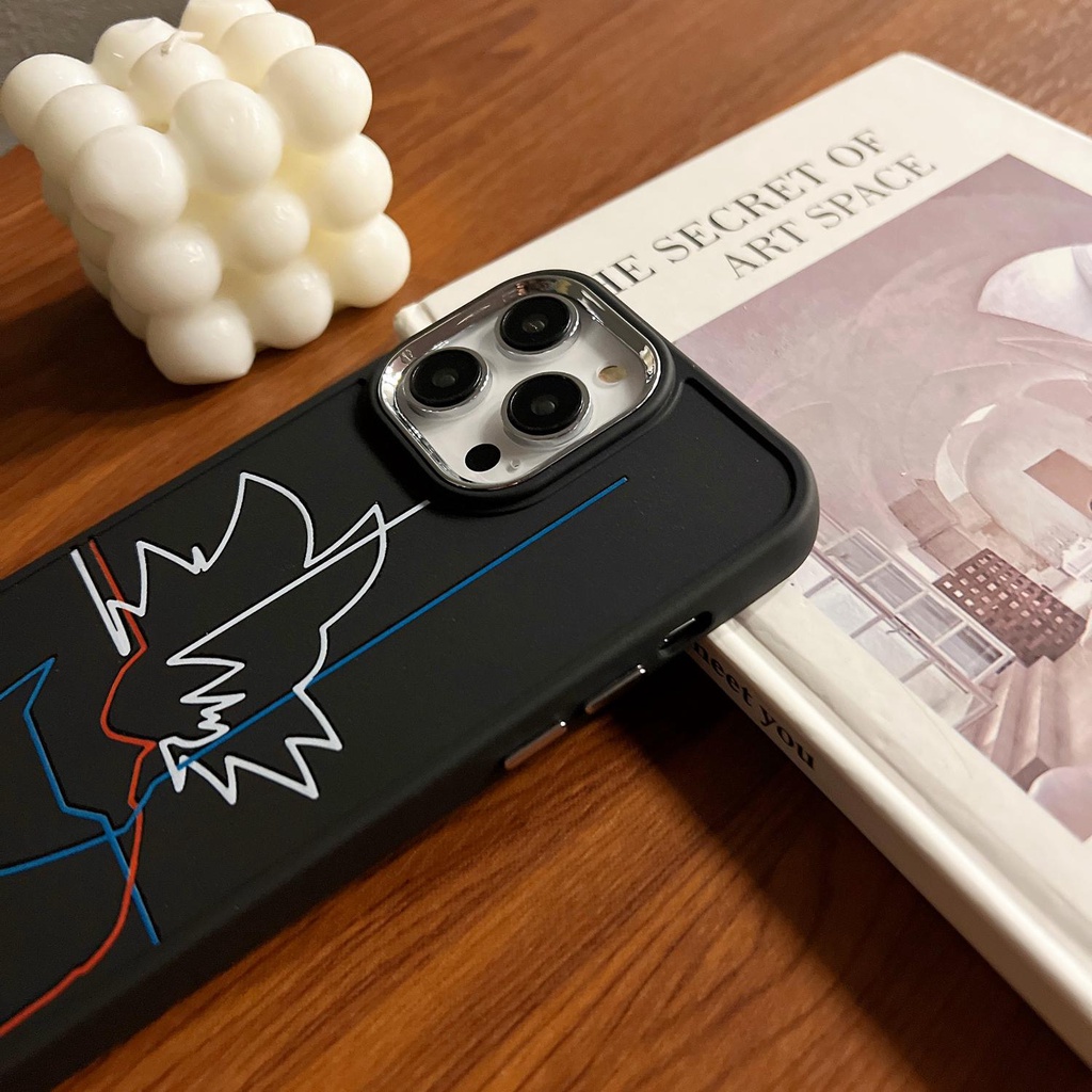 Ốp Điện Thoại TPU Dẻo Viền Đen Họa Tiết Hoạt Hình Đơn Giản Cho iphone 14 12 13 11 PRO MAX