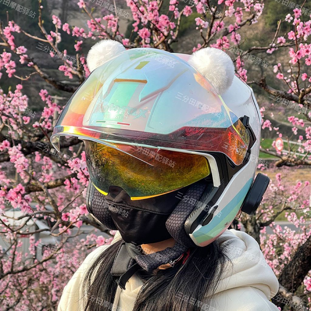 Mũ Bảo Hiểm Tai Mèo Bằng Lông Màu Trơn Dễ Thương Trang Trí Mũ Bảo Hiểm Xe Máy Cho Bạn Gái bea