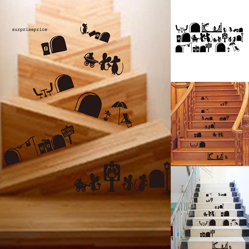 Sticker Dán Tường Trang Trí Hình Chuột Vui Nhộn Không Mùi