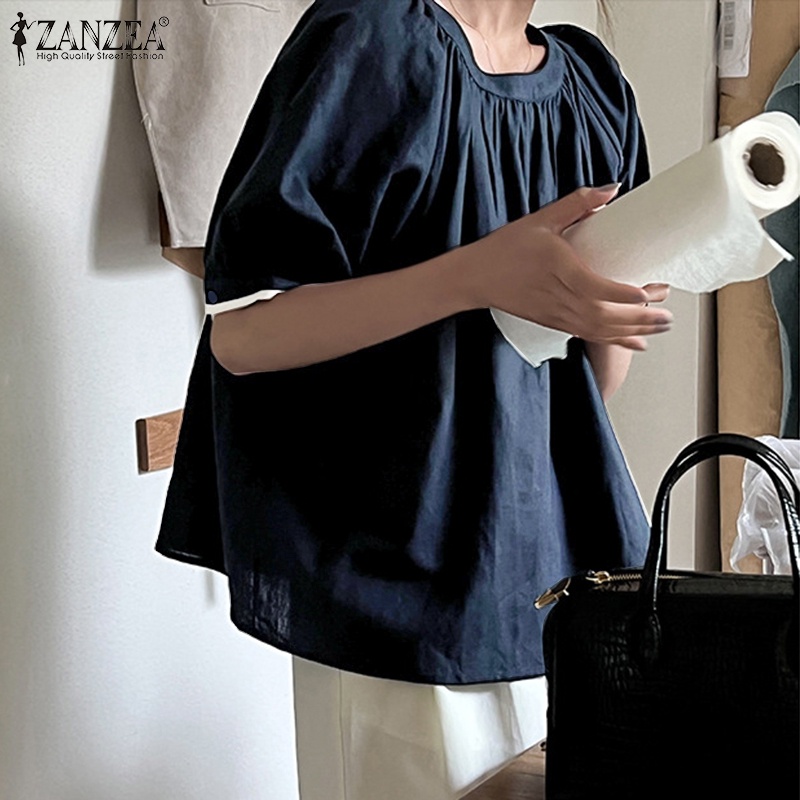 Zanzea Áo Thun Nữ Ngắn Tay Cổ Tròn Thắt Nơ Lưng Thời Trang