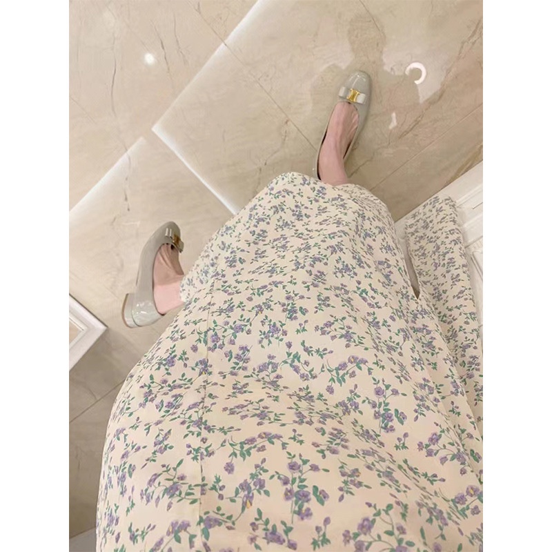 NRVP Đầm Dài Tay Ngắn In Hoa Độc Đáo Thời Trang Mùa Hè Hàn Quốc 2023 Dành Cho Bạn Nữ