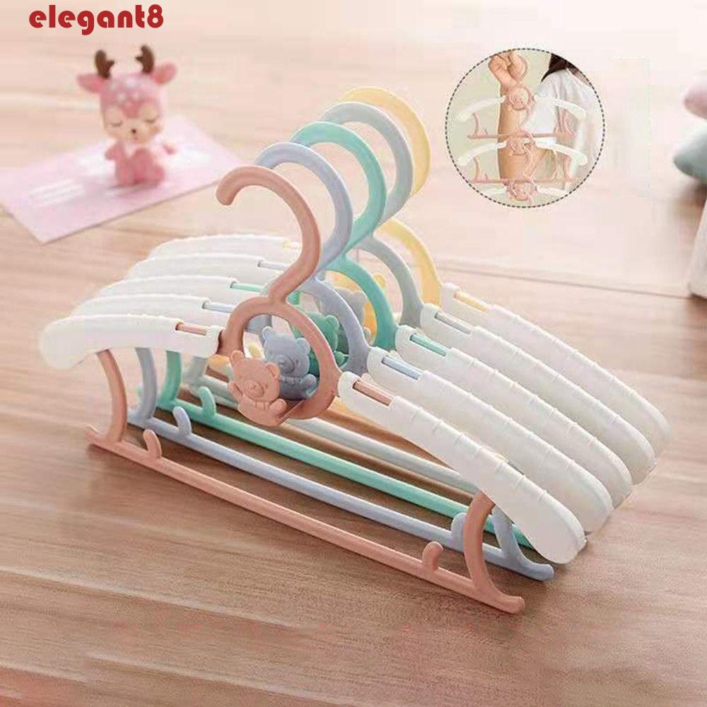 Set 5 Móc Nhựa Treo Quần Áo Em Bé Chống Trượt Chống Gió Điều Chỉnh Được Không Mùi