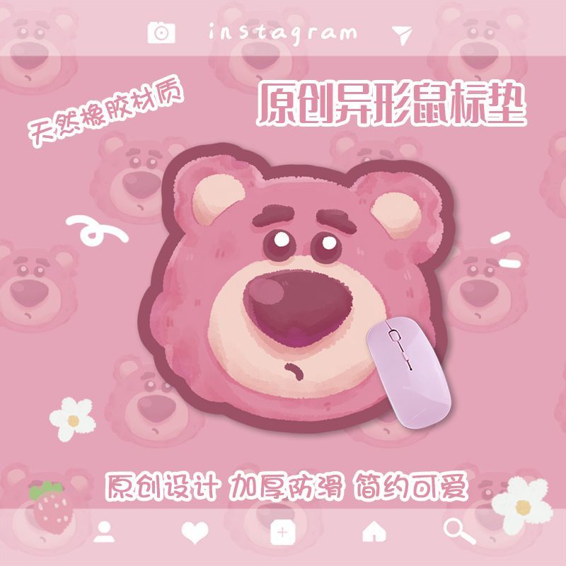 Tấm Lót Chuột Cao Su Dày Chống Trượt Hình Chữ M Họa Tiết Hoạt Hình Dễ Thương