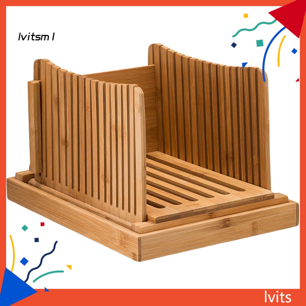 Dụng Cụ Cắt Lát Bánh Mì Với Khay Crumb Gấp Được Dày Dặn Bằng Gỗ Tre Điều Chỉnh Được Tiện Lợi Dành Cho Nhà Bếp