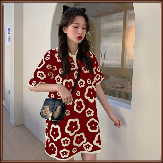 Đầm Thun Ngắn Tay Dáng Rộng Thời Trang Mùa Hè Phong Cách Retro Dành Cho Nữ