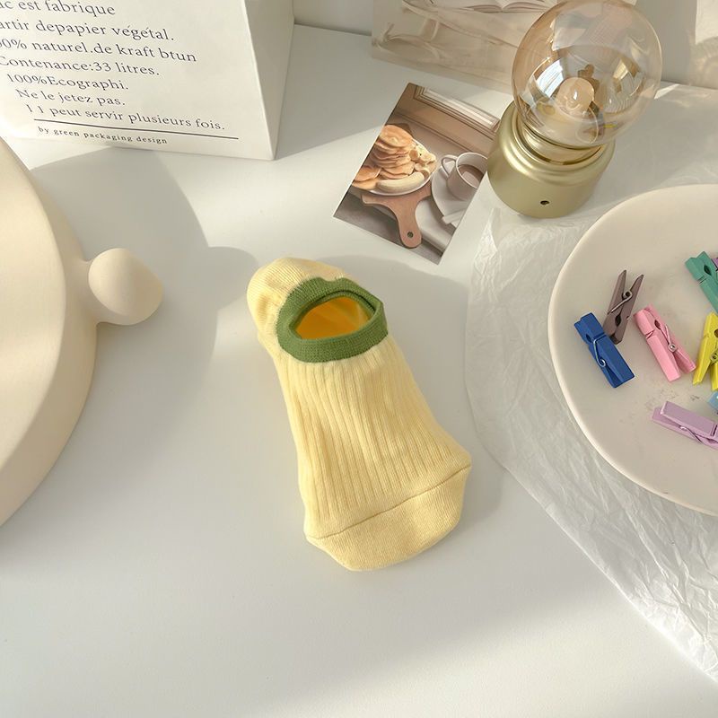 Tất thuyền cotton CUTEBYTE ngắn mỏng màu kẹo kẻ sọc dọc dễ thương