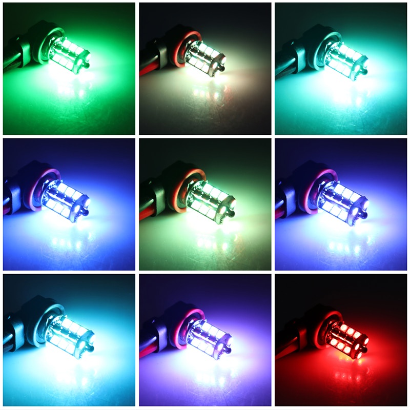 Bộ 2 Đèn LED RGB H8 h1 5050 h4 H3 H7 LED 9005 Chất Lượng Cao Cho Xe Hơi