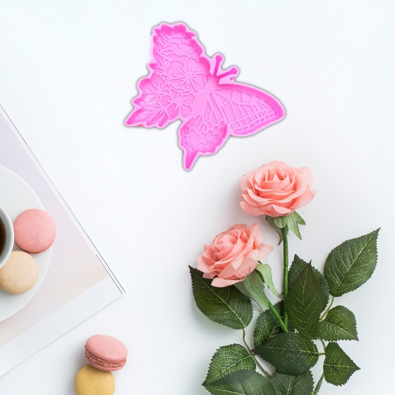 Khuôn Silicone Làm Đế Lót Ly Hình Bươm Bướm DIY