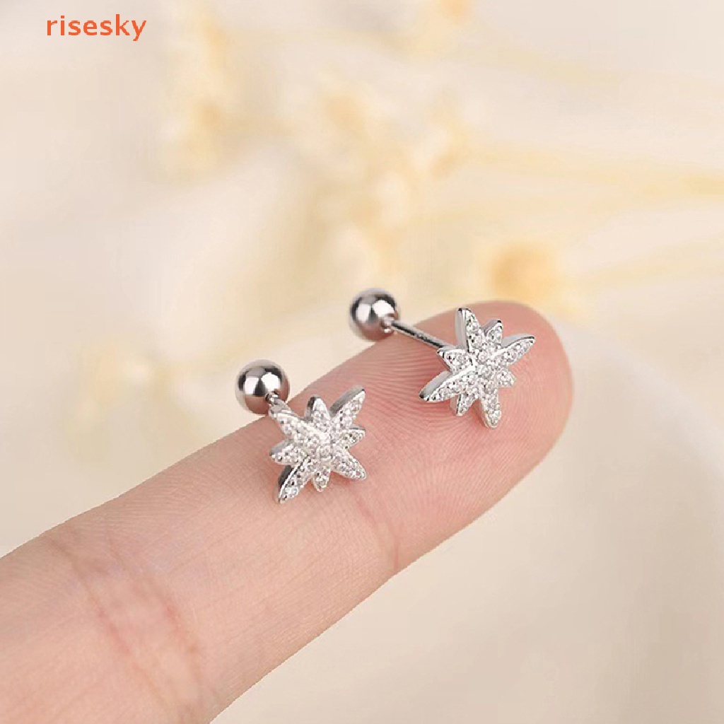 1 Đôi Bông Tai Đính Đá Zircon Hình Ngôi Sao Thời Trang Cho Nữ