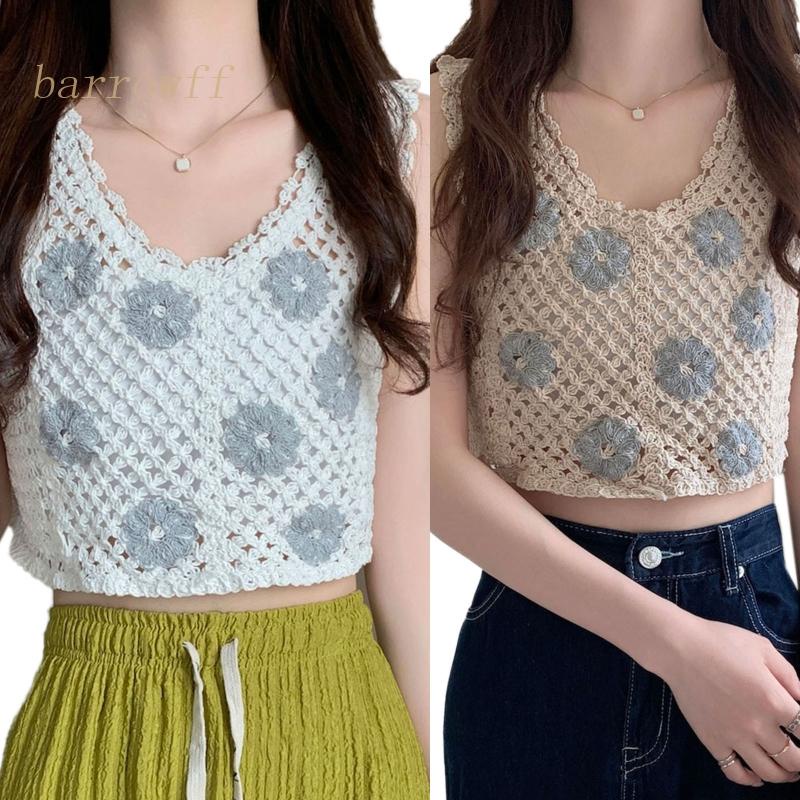 Áo Lửng Hai Dây Cổ V Thêu Hoa Gợi Cảm Cho Nữ