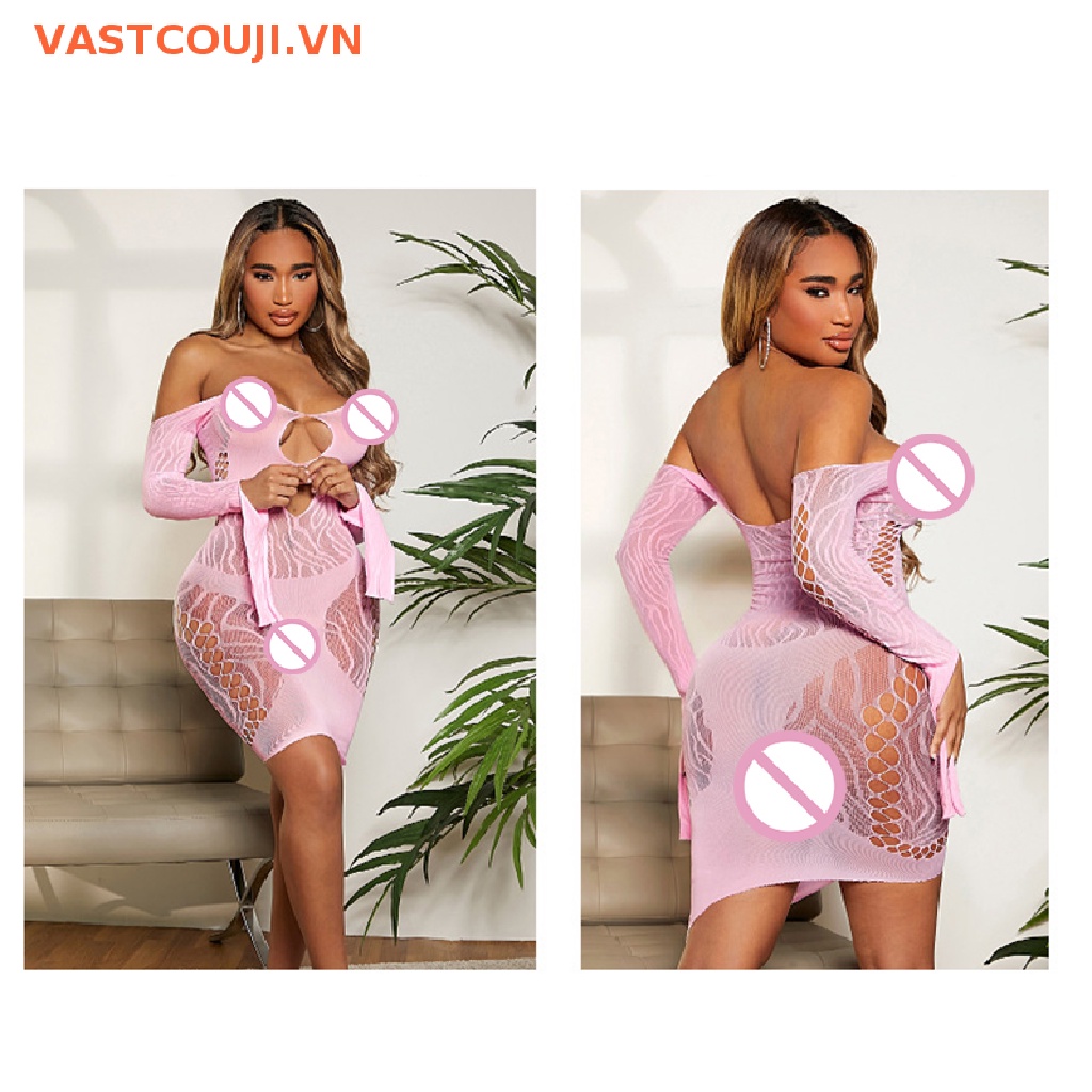 Đầm Dài Tay Trễ Vai Phối Lưới Thời Trang Đi Biển Quyến Rũ Cho Nữ