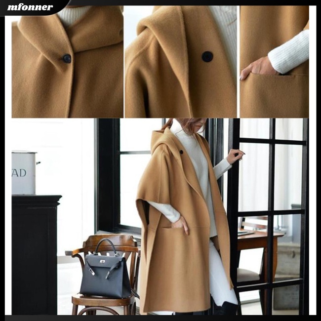 Áo Choàng Cánh Dơi Dáng Dài Có Mũ Trùm Thời Trang Mùa Đông Dành Cho Nữ