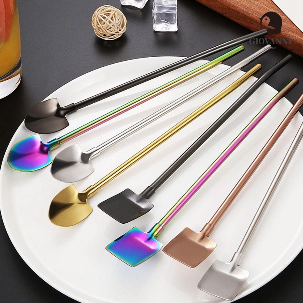 Goovanni Muỗng Ống Hút Hình Xẻng Nhiều Màu Chịu Nhiệt Tiện Dụng Cho Gia Đình