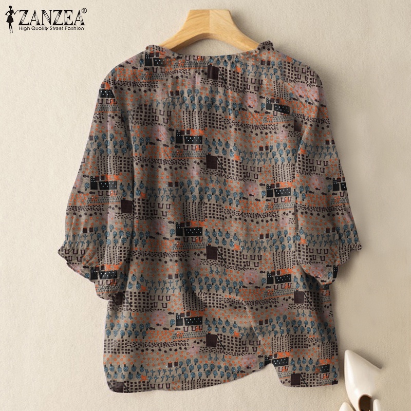 Zanzea Áo Nữ Tay Dài Họa Tiết Caro Phong Cách Retro