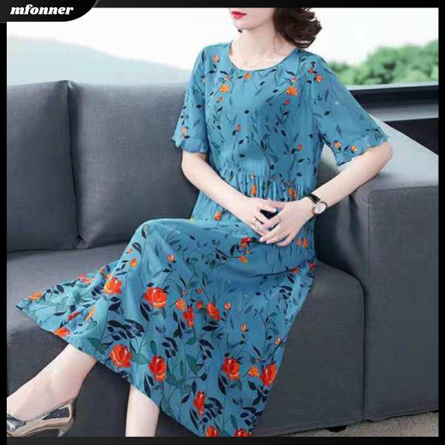 Đầm Tay Ngắn Dáng Rộng Plus Size Thời Trang Cho Nữ