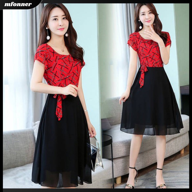 Đầm Dáng Chữ A Tay Ngắn Họa Tiết Kẻ Sọc Thời Trang Mùa Hè Cho Nữ