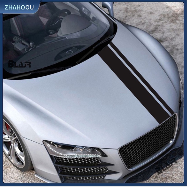 ☃Nhà Cửa☃ Set 2 Miếng Dán Trang Trí Mui Xe Hơi Họa Tiết Kẻ Sọc